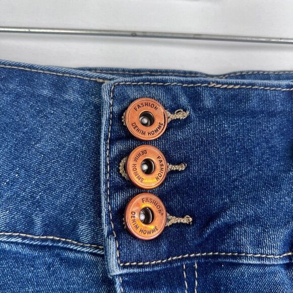 Fashion Denim Homme Maxi Jean Skirt Embroidered Waistband Aline Size Large - Picture 7 of 11